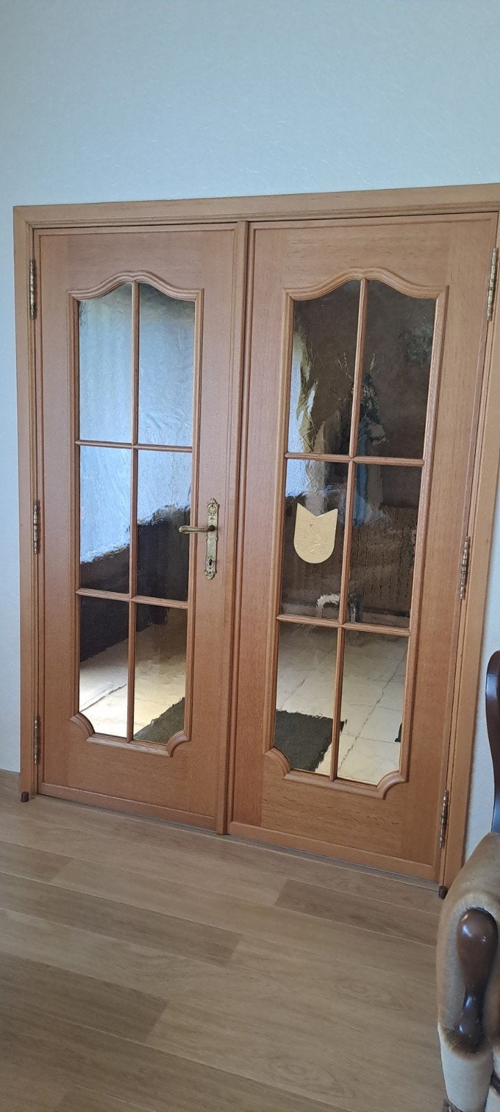 9 Eiken binnendeuren-2 dubbele+7 enkele, Ophalen, Glas