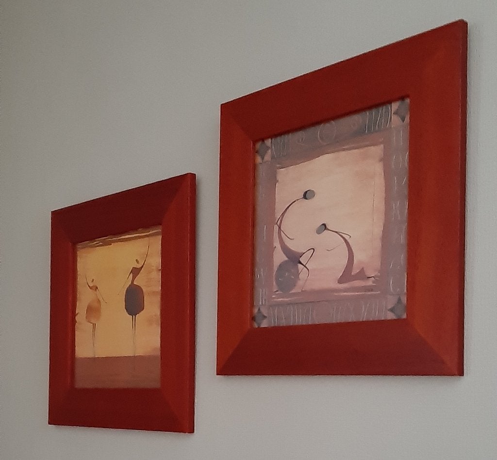 2 moderne kaders met glas, Huis en Inrichting, Ophalen, Zo goed als nieuw, 45 cm, Met ophangsysteem