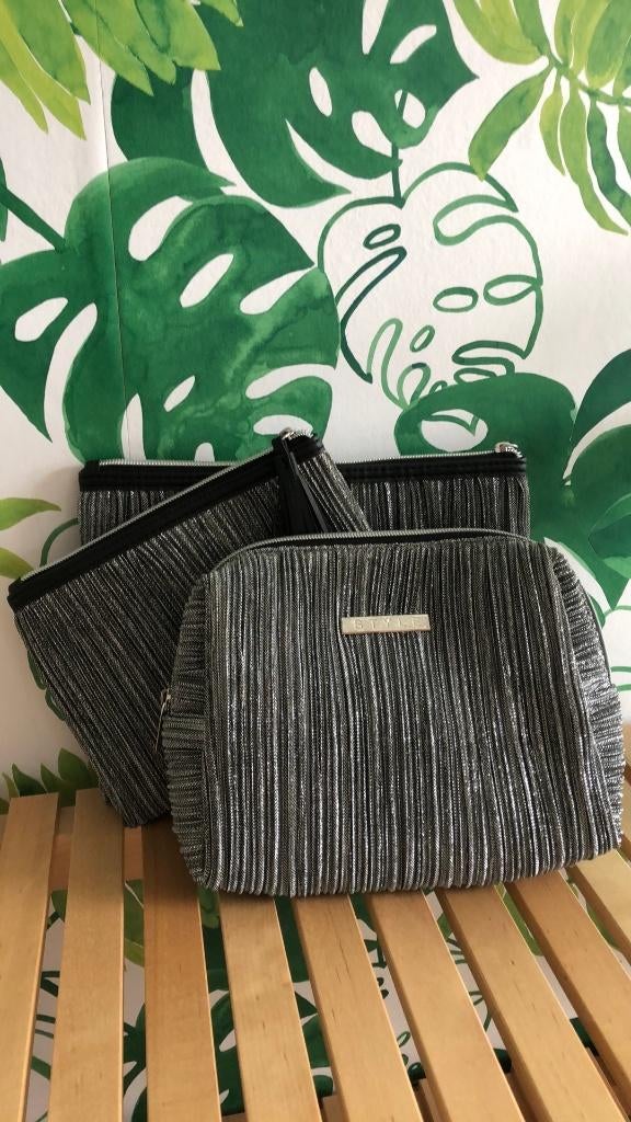 toiletzak glitter - 3 stuks - nieuw, Bijoux, Sacs & Beauté, Trousses de toilette, Neuf, Fille, Gris, Envoi