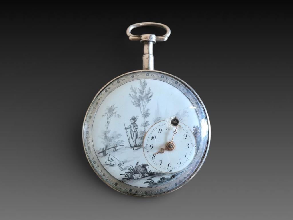 Zakhorloge, grisaille-versieringen, merk CFG, Ophalen of Verzenden
