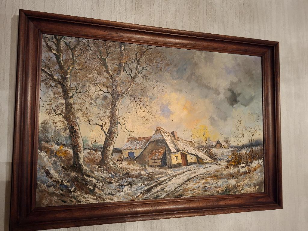 Winterlandschap - Olie op doek - Franks P., Antiquités & Art, Enlèvement