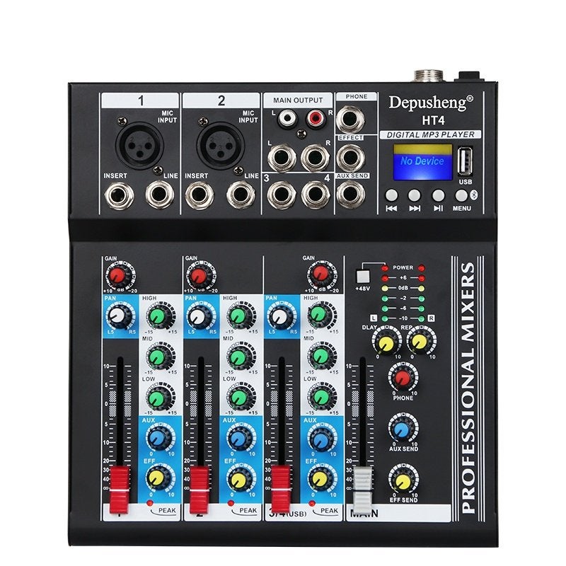 HT4 - Mixeur audio professionnel 4 canaux - USB et Bluetooth, Musique & Instruments, Microphones, Comme neuf, Micro chant, Enlèvement ou Envoi