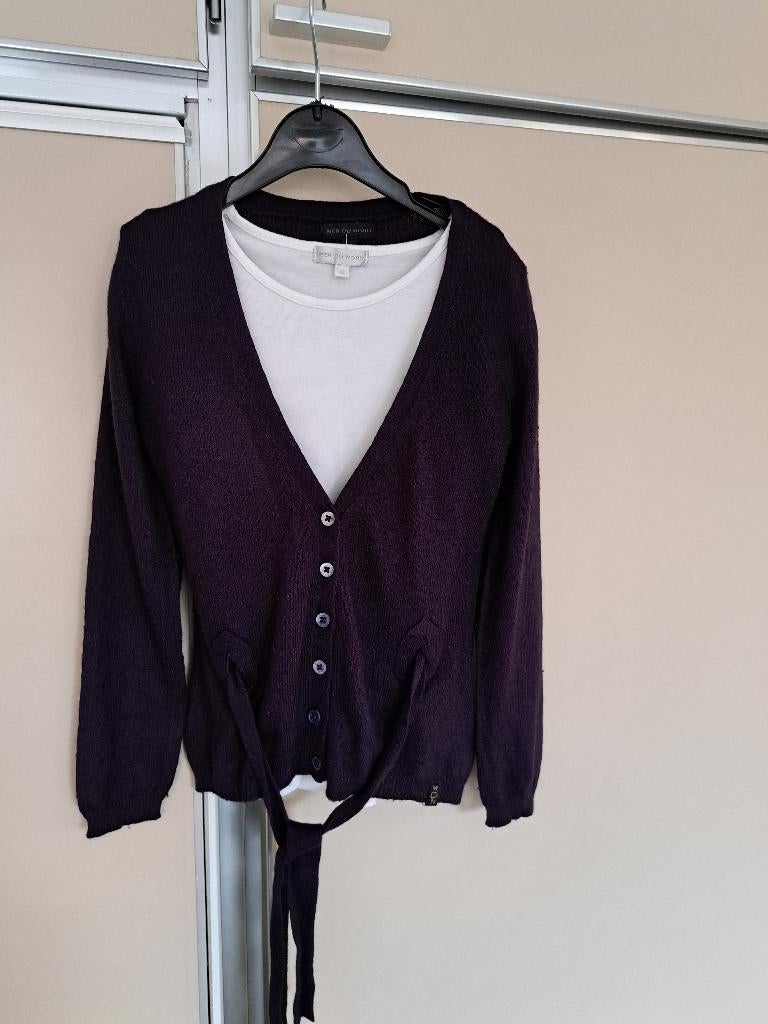 Meisjes T-shirt + blauwe cardigan - 6 jaar/116 - Mer du Nord, Enlèvement ou Envoi, Ensemble, Mer du Nord, Utilisé