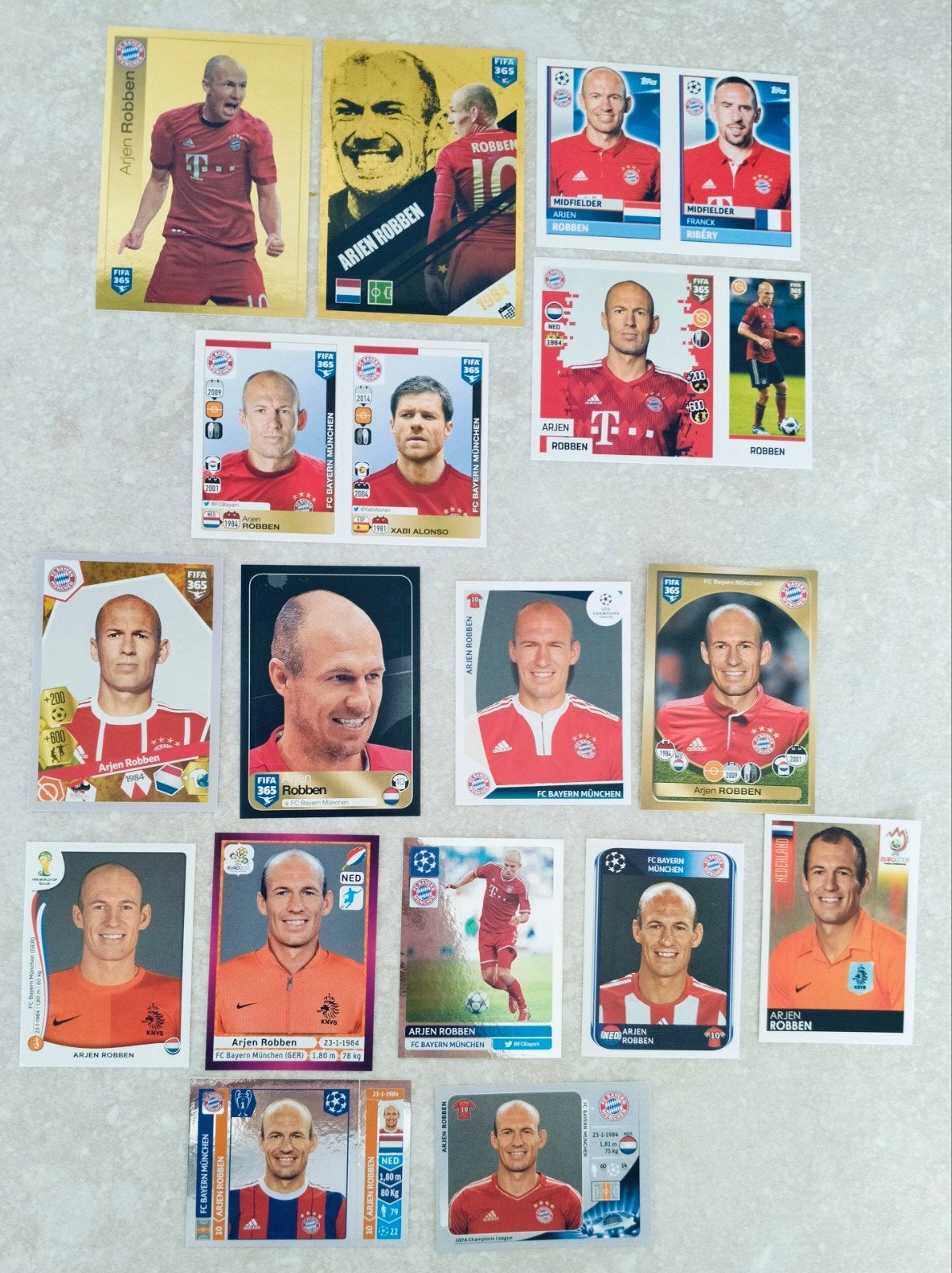 16 Panini stickers Arjen robben Nederland/Bayern München, Ophalen of Verzenden