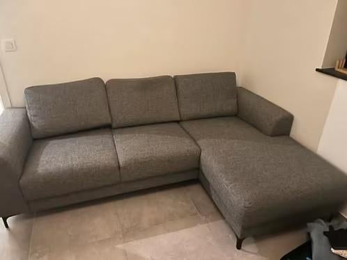 grijze 3zit met longchair, Huis en Inrichting, Ophalen, Gebruikt, Hoekbank, Driepersoons