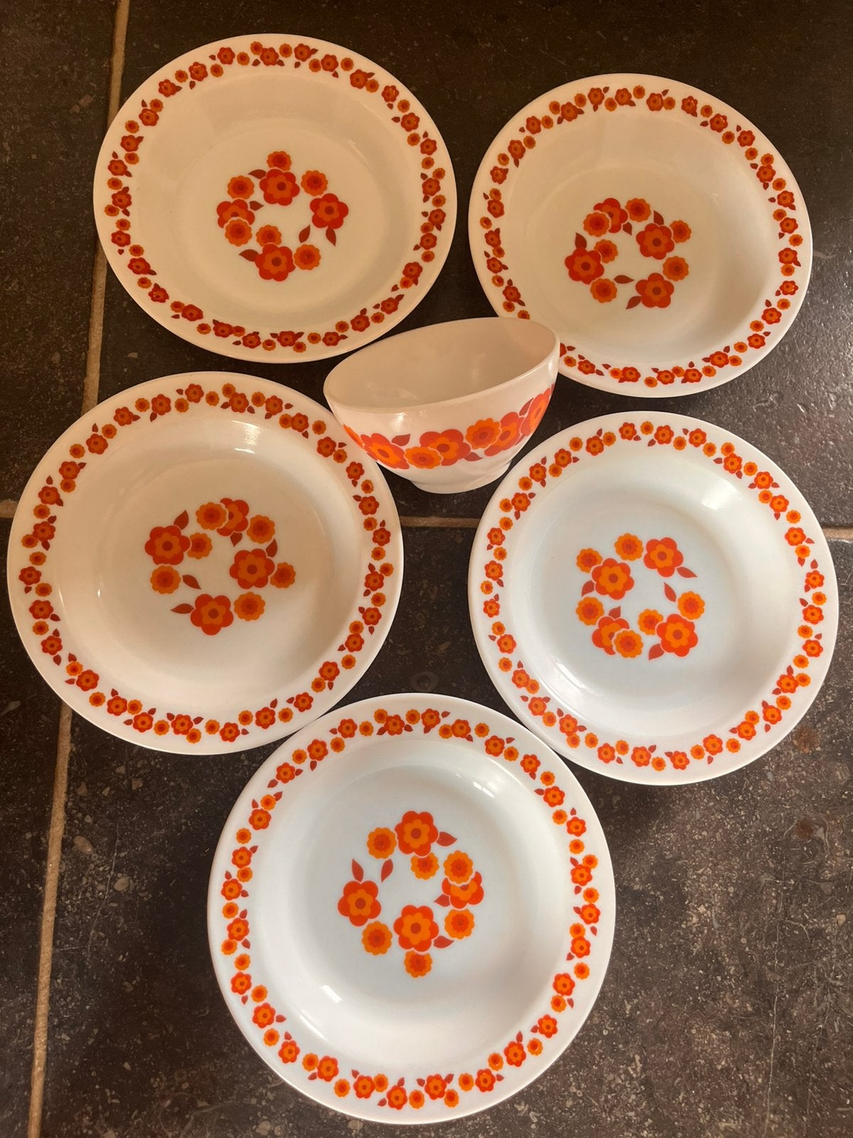 Arcopal lotus zeldzame ontbijtkom + borden, Antiek en Kunst, Antiek | Servies los, Ophalen of Verzenden