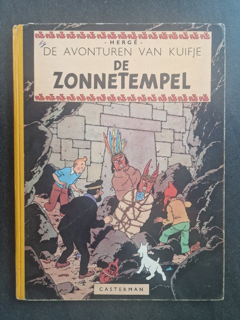 Kuifje De zonnetempel 1ste druk 1949, Gelezen, Eén stripboek, Ophalen of Verzenden, Herge