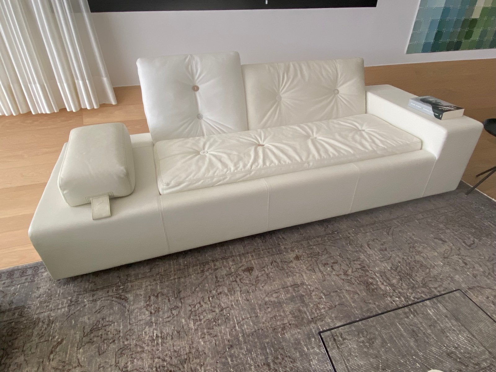 Canapé Vitra Polder XS en cuir blanc, Ophalen, Zo goed als nieuw, Leer