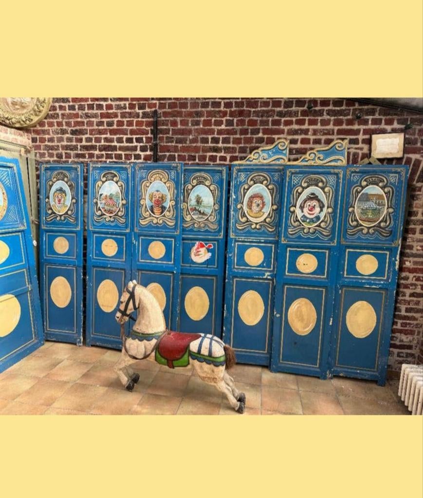 Antieke kermis panelen met houten paard, Antiek en Kunst, Ophalen