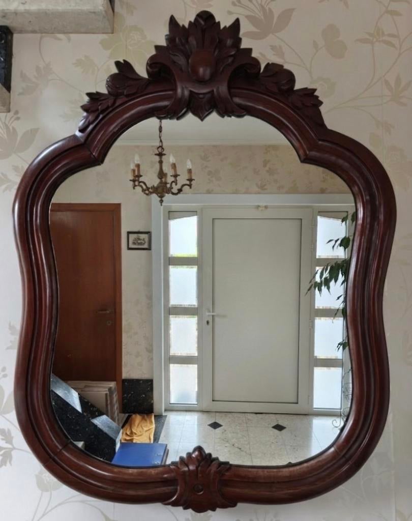 Grand miroir classique en bois sculpté (90x70 cm), Enlèvement, Autres formes, 50 à 100 cm, Moins de 100 cm