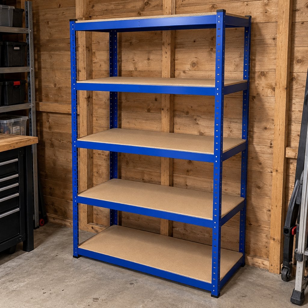 Nieuw in verpakking: Stevig blauw stellingrek met 5 planken, Enlèvement ou Envoi, Neuf, Autres types, Moins de 2 mètres