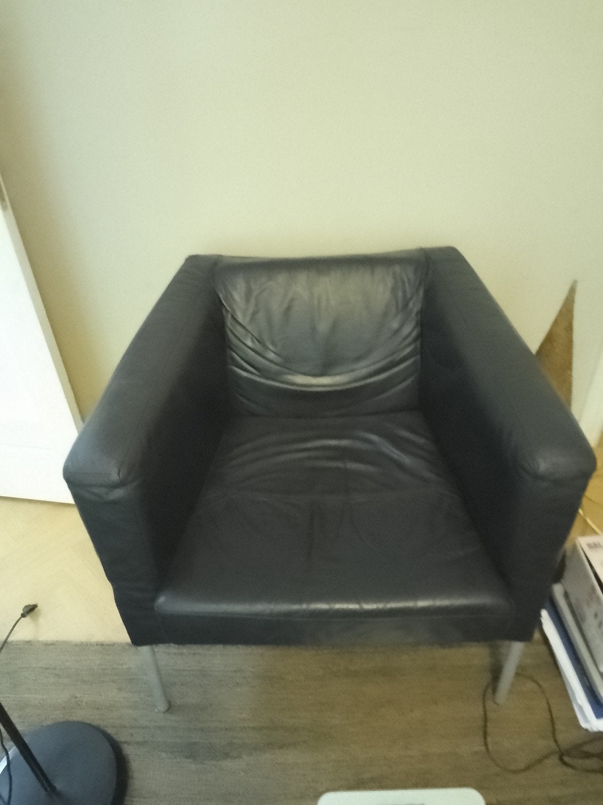 Zwart lederen zetelrje, Maison & Meubles, Canapés | Sofas & Chaises Longues, Moins de 75 cm, Moins de 150 cm, Une personne, Enlèvement