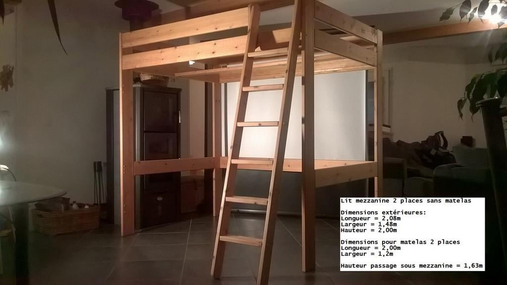 Lit Mezzanine 2 place en pin massif, Enlèvement, Lit mezzanine