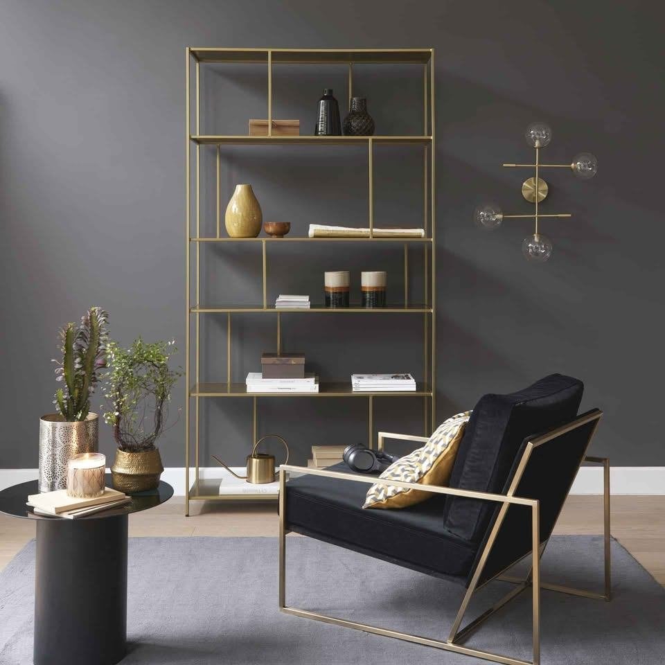 Chic Maison du Monde Gold Metal Bookshelf- €139(ONLY 1 HOUR), Maison & Meubles, Enlèvement, Comme neuf, Métal