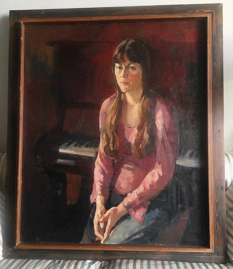 GROOT) - Pianiste pour son piano - ex kunstcoll. ACHMÉE, Antiquités & Art, Portrait ou Personnes, Peinture à l'huile, Cadre spécial