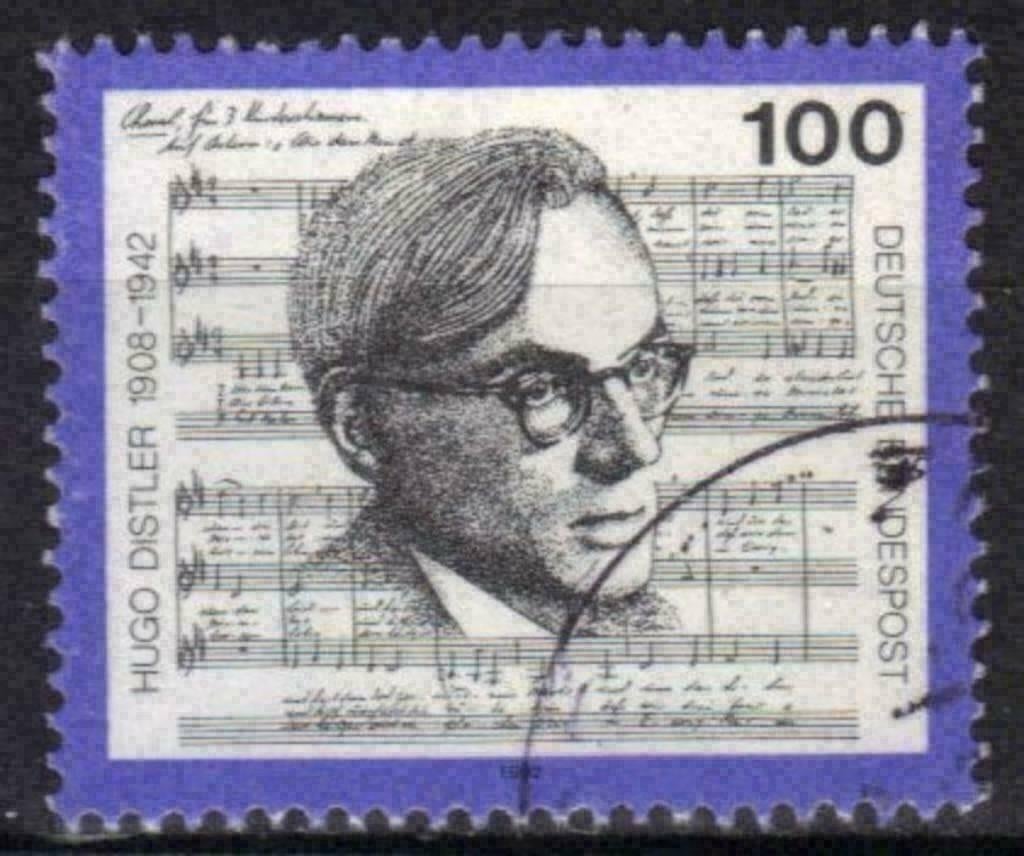Duitsland Bundespost 1992 - Yvert 1469 - Hugo Distler (ST), Verzenden, Gestempeld