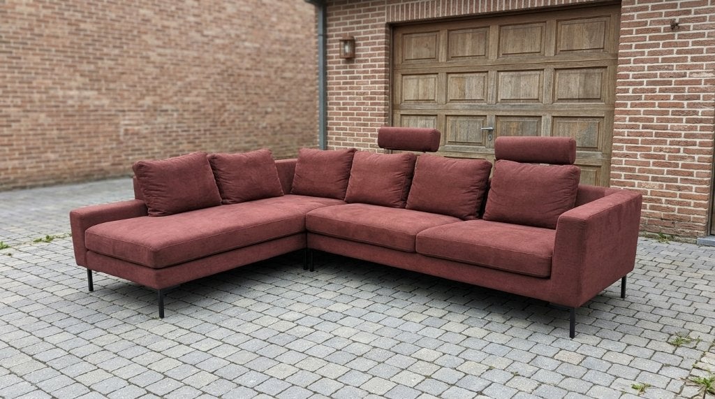 XXL Design Hoekbank (320cm) - Wijnrood / Bordeaux - Schoon!, Gebruikt, Hoekbank, 300 cm of meer, Ophalen of Verzenden
