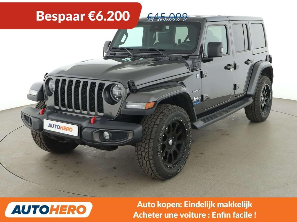 Jeep Wrangler 2.0 4xe Plug-in Hybrid Sahara (bj 2021), Auto's, Automaat, Leder, Wrangler, SUV of Terreinwagen