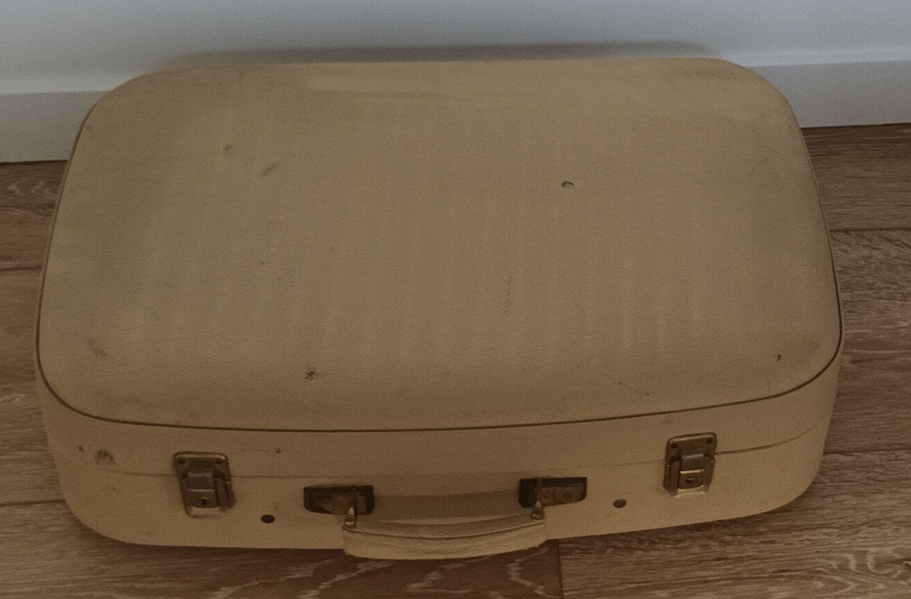 Valise Vintage Rétro Beige - Intérieur Tartan impeccable, 35 à 45 cm, Plastique dur, Enlèvement, Utilisé