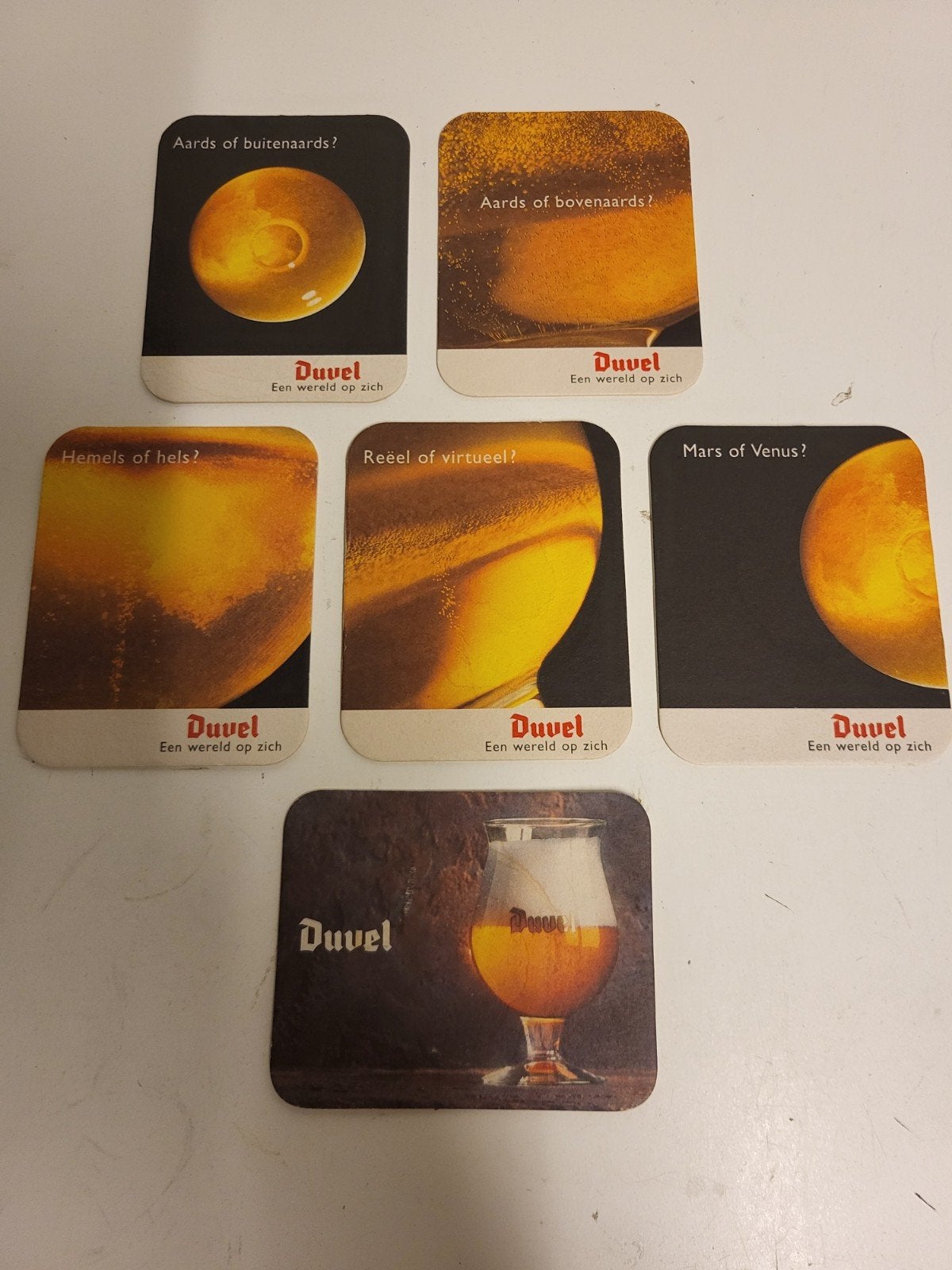 6 Duvel bierviltjes, Ophalen of Verzenden, Gebruikt, Viltje(s), Duvel