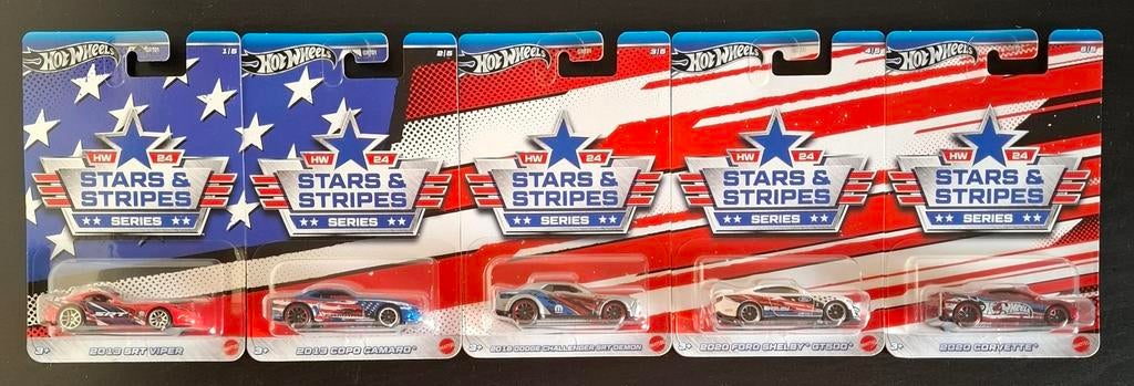 Hot Wheels Star & Stripes serie 2024, Hobby en Vrije tijd, Modelauto's | Overige schalen, Ophalen of Verzenden, Zo goed als nieuw
