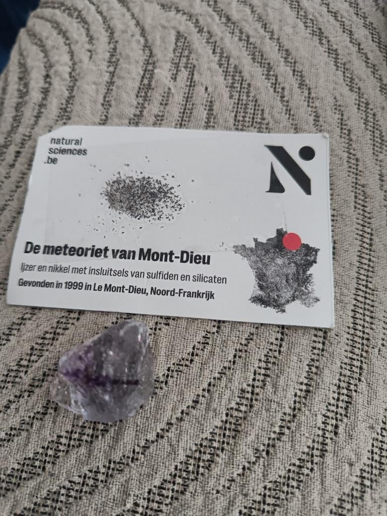 1 gros et un petit morceau de la météorite du Mont-Dieu, Enlèvement, Minéral