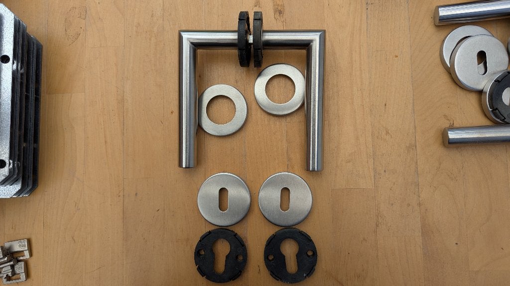 Inox deurklink op rozet - RVS deurgarnituur, per stuk, Doe-het-zelf en Bouw, Hang- en Sluitwerk, Gebruikt, Klink of Kruk, Inox