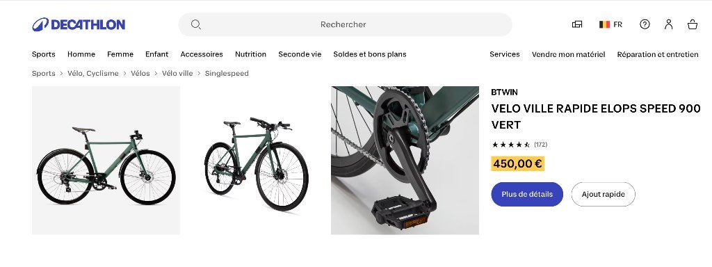 Btwin Fast stadsfiets - groen, Ophalen, Zo goed als nieuw