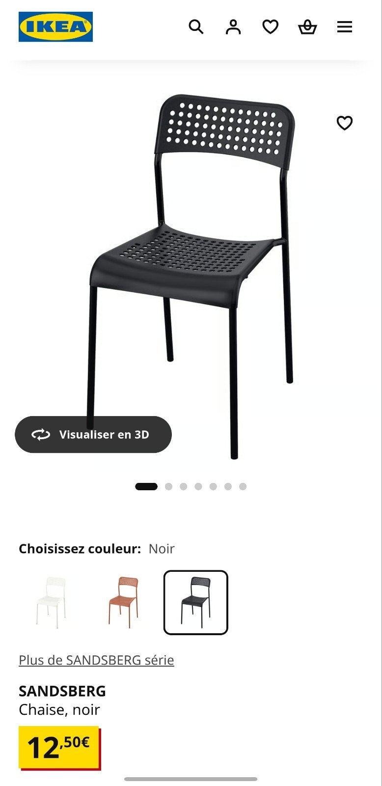 IKEA SANDSBERG stoel - Zwart (Zo goed als nieuw), Huis en Inrichting, Stoelen, Zo goed als nieuw, Eén, Kunststof, Zwart, Ophalen
