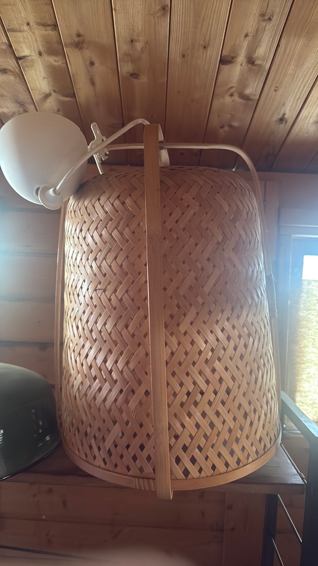 Ikea hanglamp bamboe/knixhult, Zo goed als nieuw, Hout, Ovaal, Ophalen