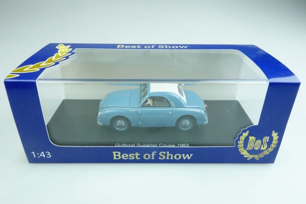 1:43 BoS Models 43035 Gutbrod Superior Coupe 1953 bluegrey, Ophalen of Verzenden, Zo goed als nieuw, Auto, Overige merken