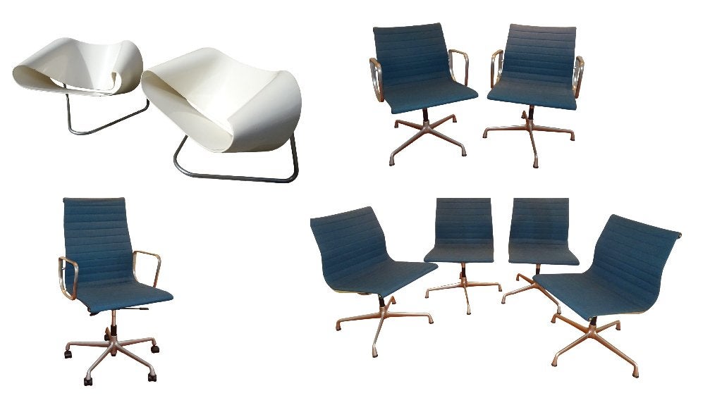Veilinghuis Oranje 7 chaises vintage Eames Vitra Ribbon CL9, Enlèvement