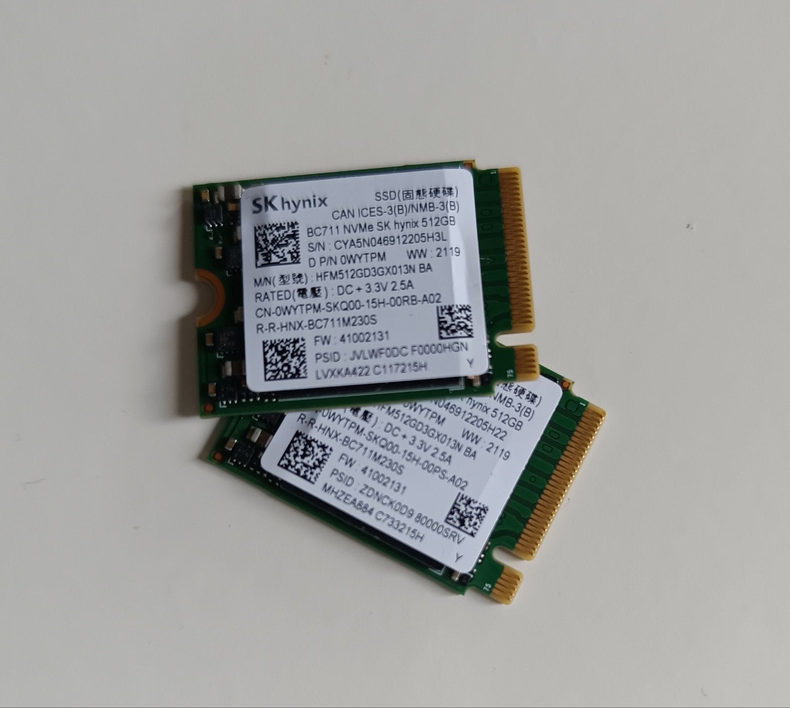 Lot de deux mini SSD 512GB NVMe M.2 M2 en parfait, Informatique & Logiciels, Enlèvement ou Envoi, 512GB, SSD, Interne
