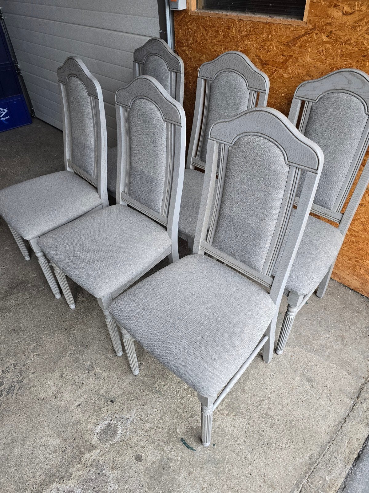 6 eiken stoelen, Maison & Meubles, Gris, Bois, Comme neuf, Enlèvement
