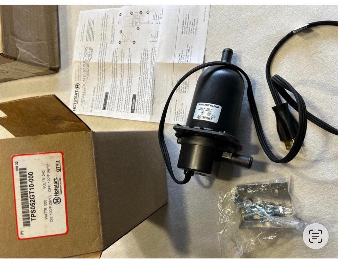 HOTSTART Engine Heater TPS052GT10-000 verwarmer 500W 240V, Ophalen of Verzenden, Nieuw