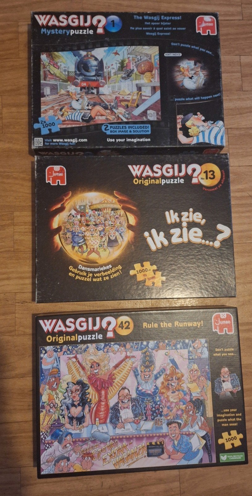3 (4) Wasgij puzzels 1000 stukjes compleet, Ophalen, 500 t/m 1500 stukjes, Gebruikt, Legpuzzel
