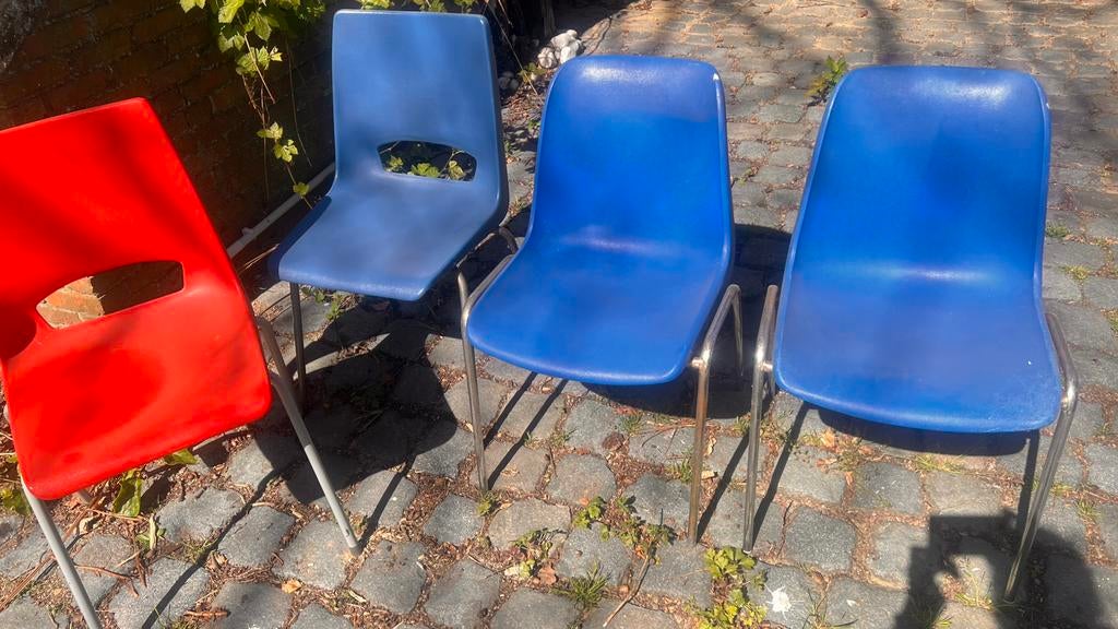 4 stoelen/ lage picknick/campingtafel+4 stoeltjes, Ophalen, Gebruikt, Campingtafel