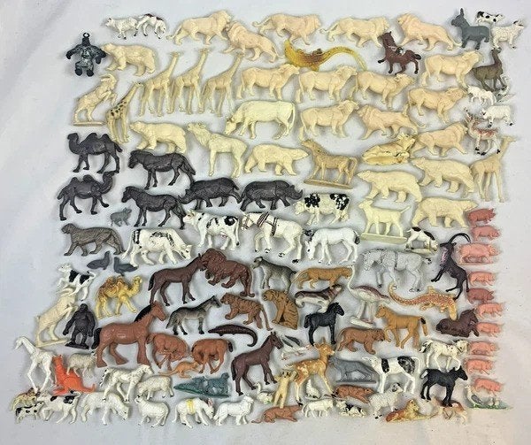Grote plastic Dieren figuren Verzameling vintage 70s 80s set, Kinderen en Baby's, Overige thema's, Verzenden, Zo goed als nieuw
