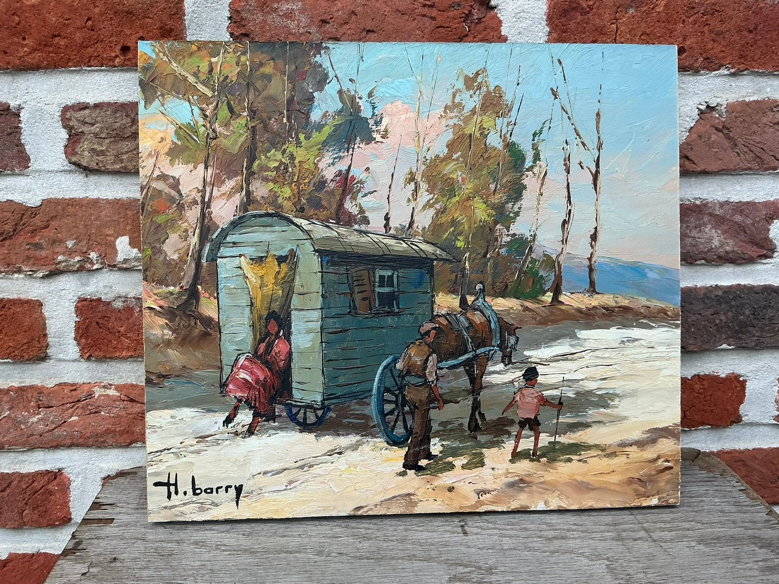 BARRY H (XX-XXIeeuw)-olie/doek gekleefd op board 31X27cm, Ophalen of Verzenden, Doek