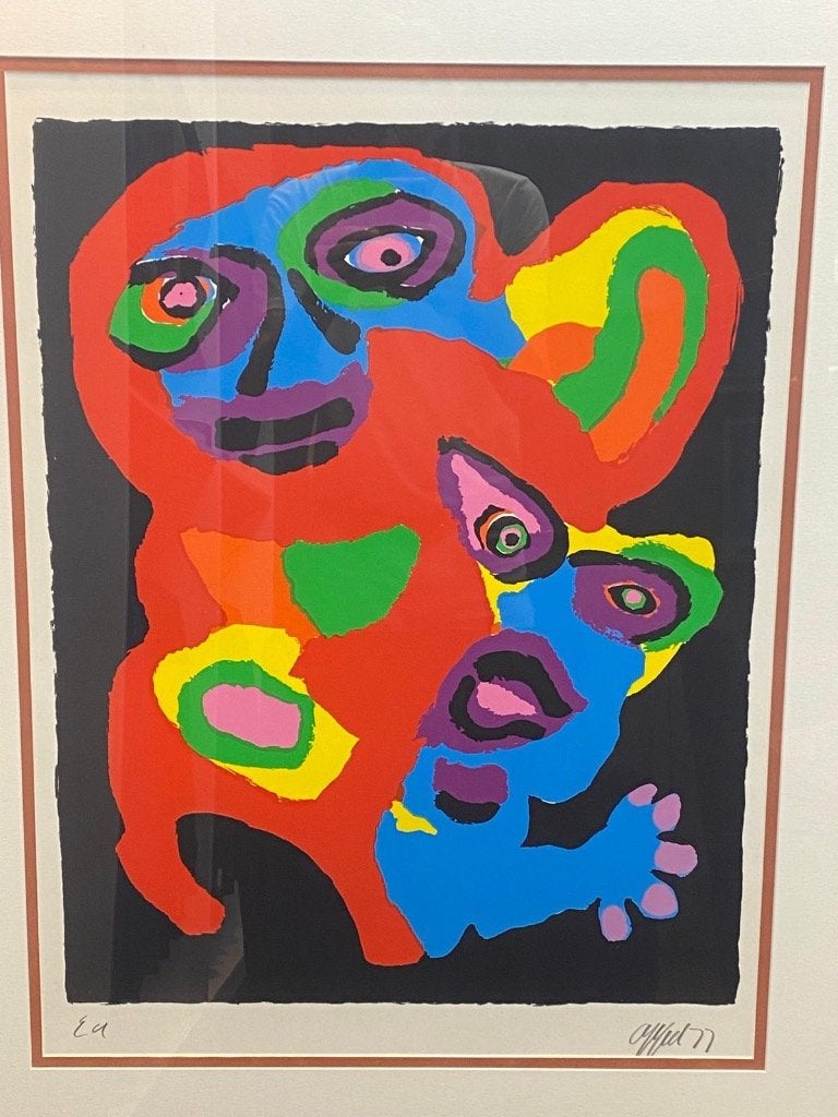 Karel Appel litho in lijst, Antiek en Kunst, Ingelijst, Ophalen of Verzenden