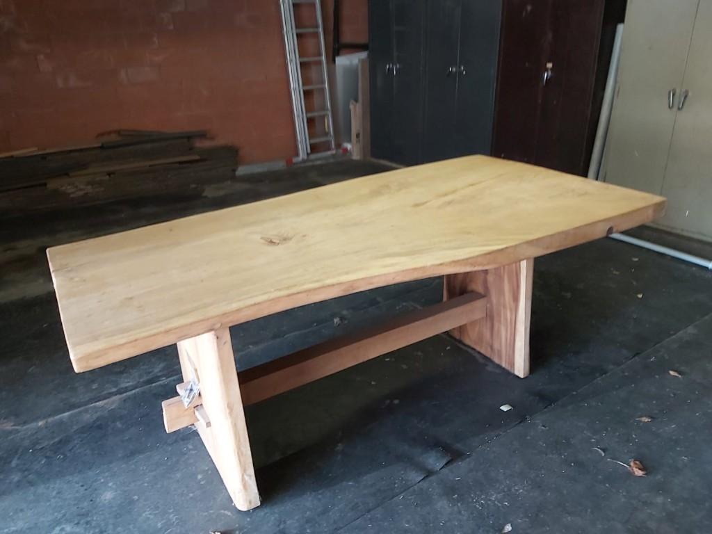 indonesische boomstamtafel, Tuin en Terras, Ophalen, Nieuw, Rechthoekig, Hout