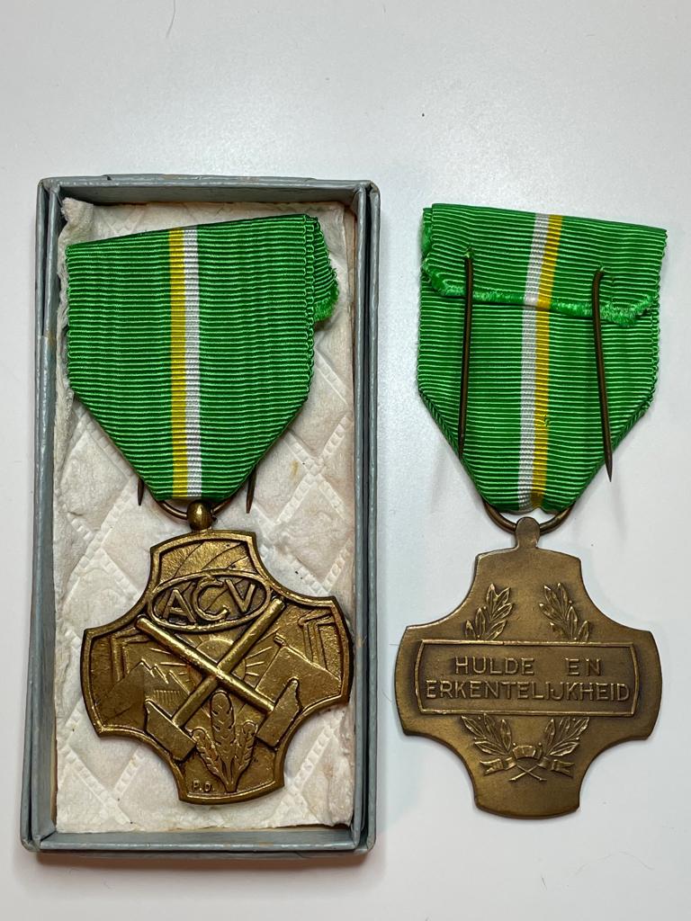 2 Bronzen medailles van het ACV, Ophalen of Verzenden, Brons