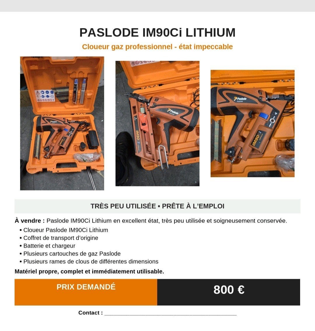 Paslode IM90, Enlèvement, Utilisé
