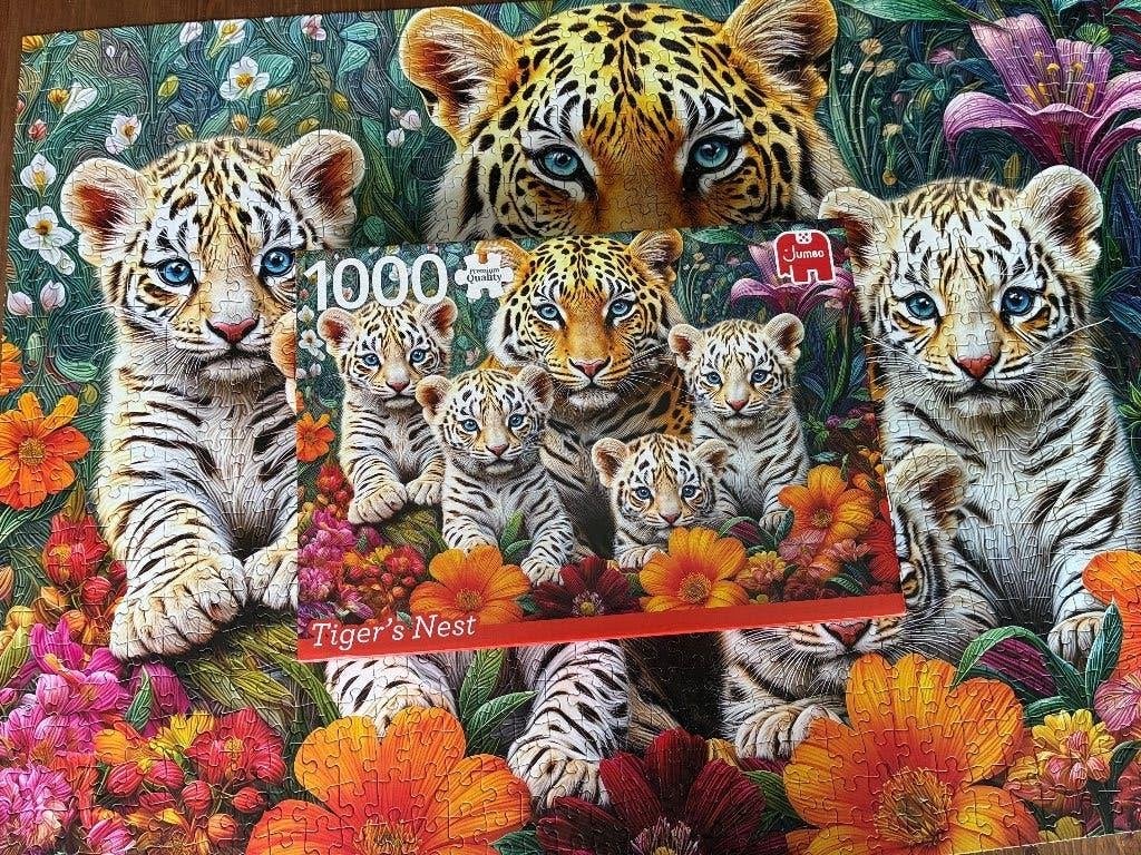 Legpuzzel van 1000 stukjes: Tijgernest - Jumbo, Hobby en Vrije tijd, Denksport en Puzzels, Zo goed als nieuw, Legpuzzel, Ophalen of Verzenden