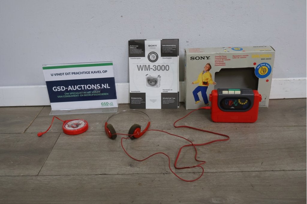 Vintage Rood/Grijze Sony Walkman WM-3000 Cassettespeler, Audio, Tv en Foto, Cassettedecks, Ophalen of Verzenden, Niet ingevuld