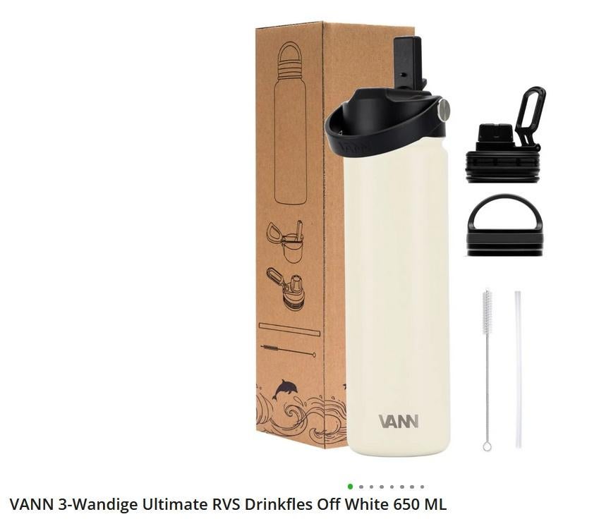 VANN Bottles Ultimate Drinkfles Off White 650 ML + gratis bo, Ophalen, Nieuw