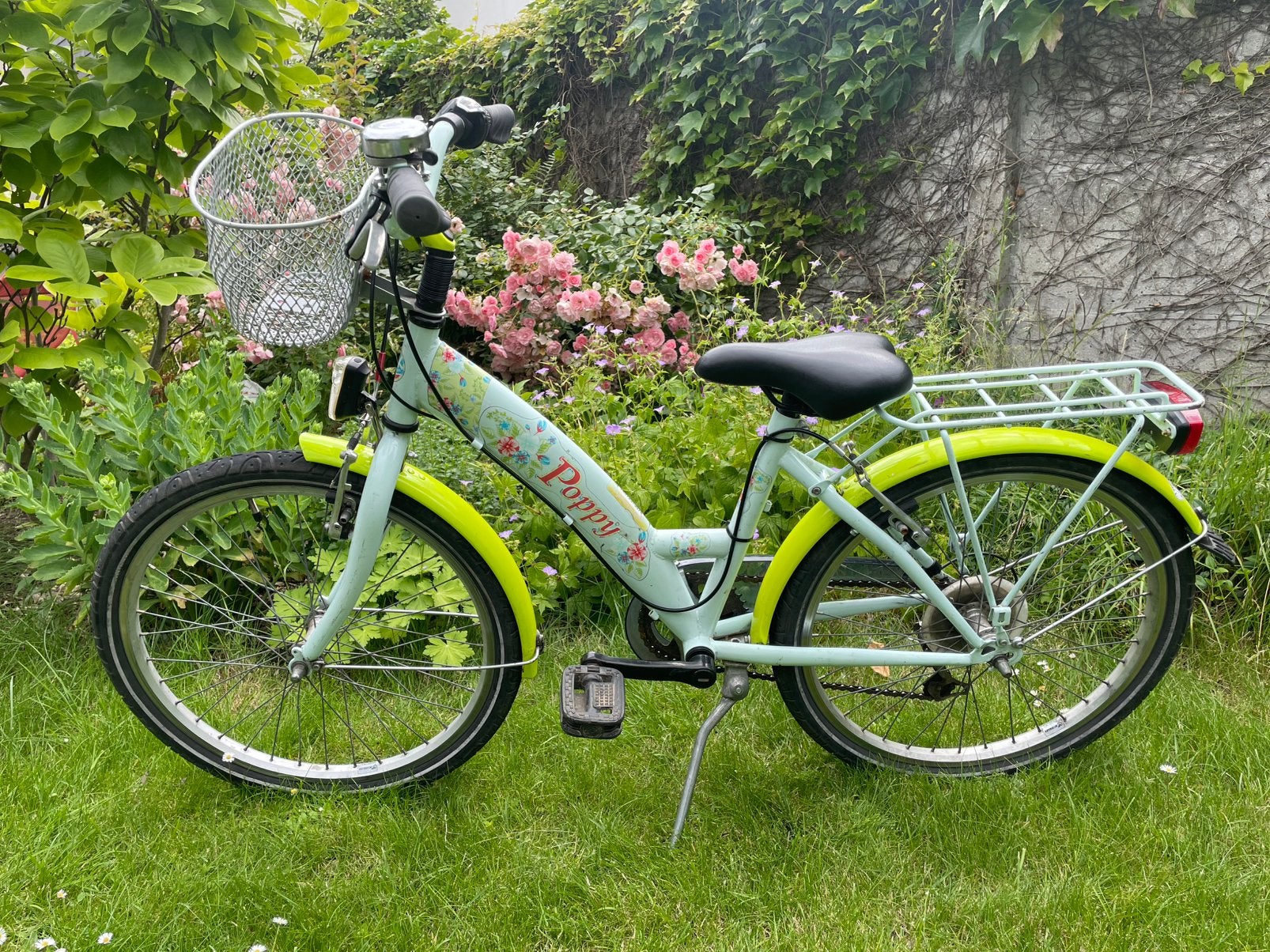 Kinderfiets Poppy 22 inch 6 versnellingen, Ophalen, Gebruikt, Velgrem, 20 inch of meer