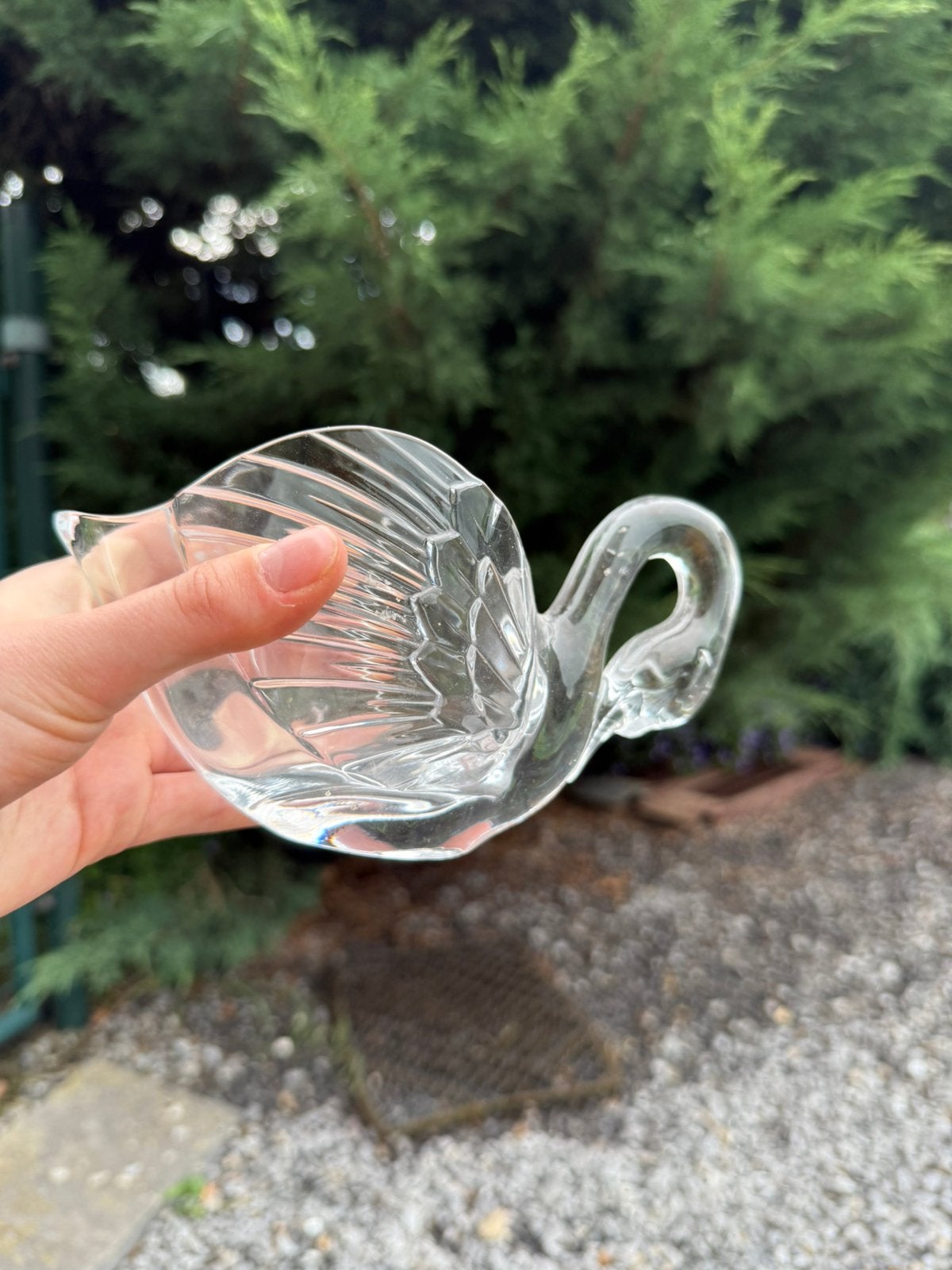 Petit vide-poche cygne en verre transparent, Verzenden