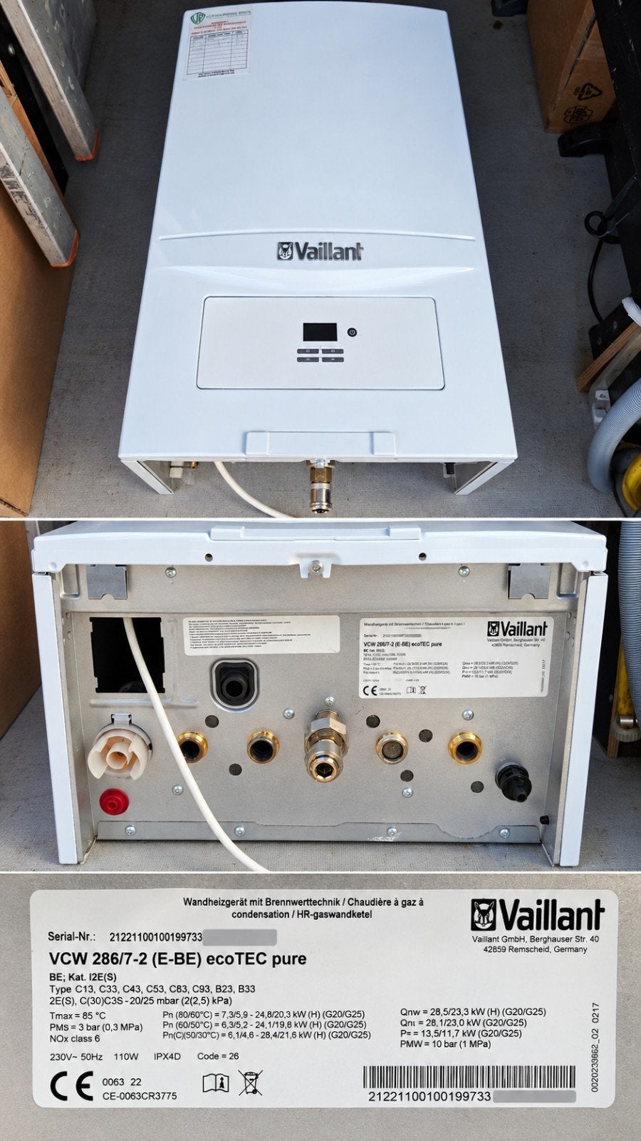 Vaillant EcoTec pure VCW 286/7-2, Bricolage & Construction, Enlèvement, Utilisé, Gaz naturel, 3 à 5 ans
