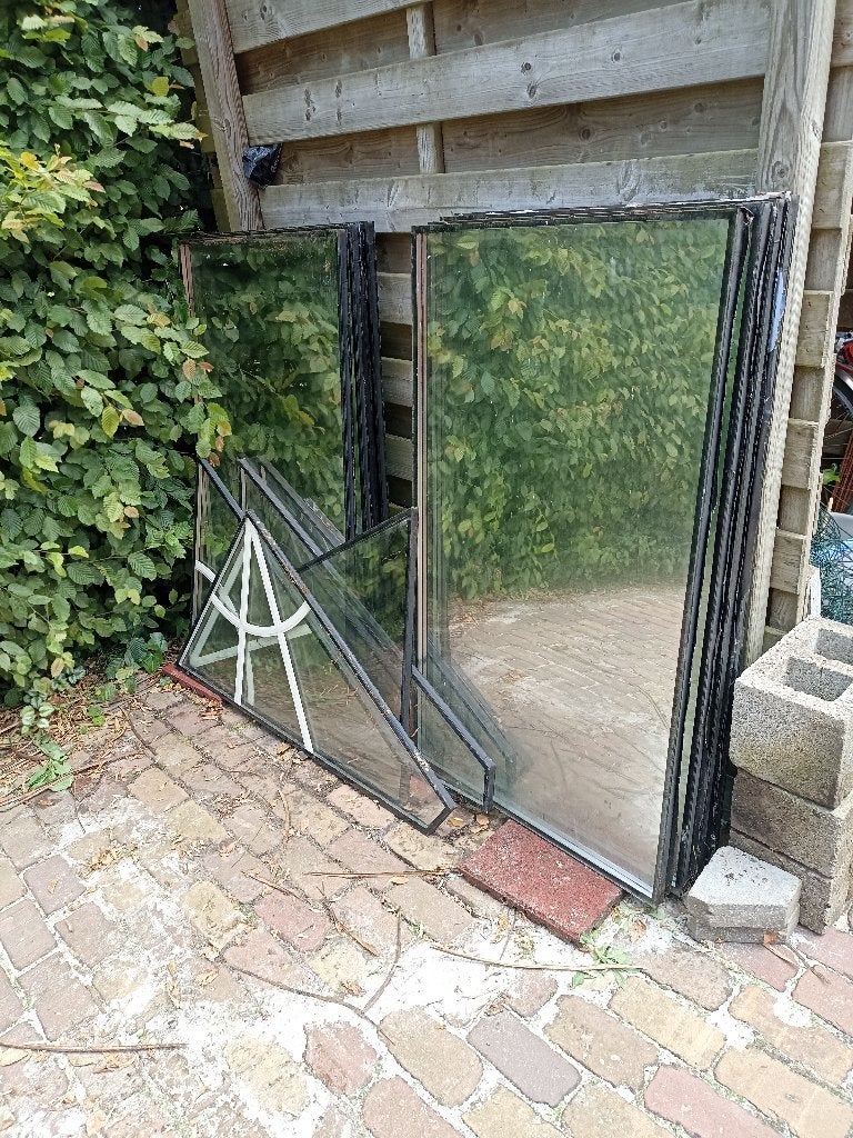 Gratis af tehalen :dubbel thermopan glas, Doe-het-zelf en Bouw, Glas en Ramen, Ophalen, Gebruikt, Gevelraam of Ruit, Dubbelglas